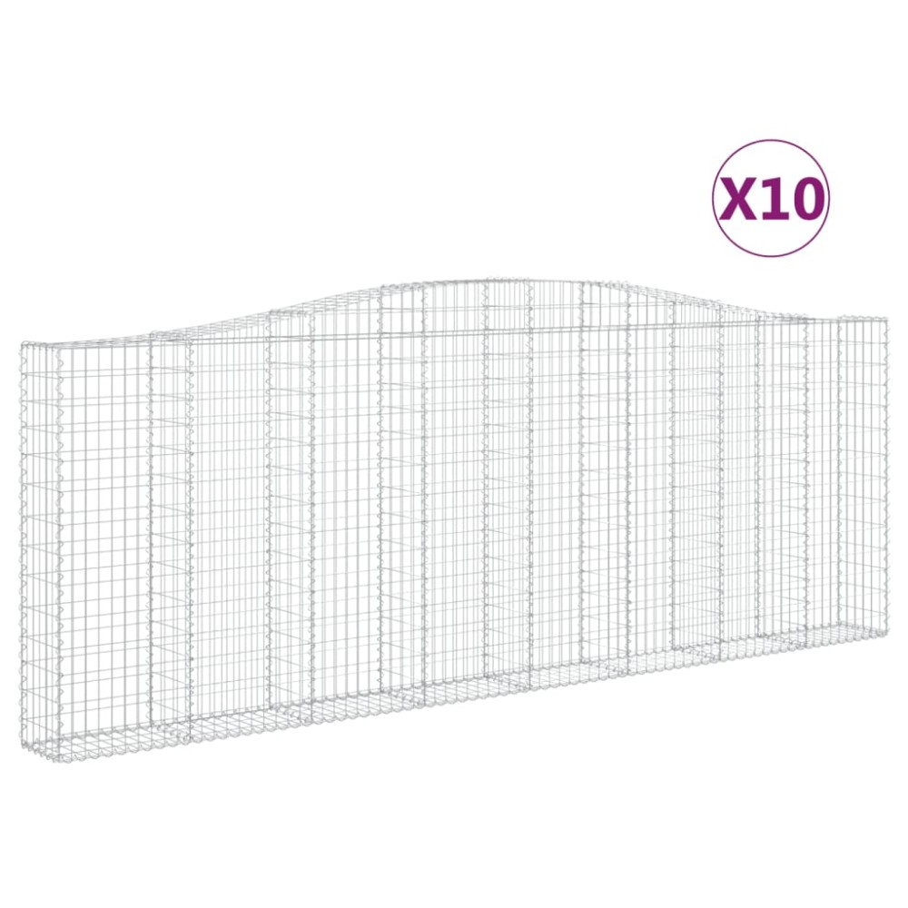 vidaXL Coșuri gabion arcuite 10 buc. 400x30x140/160 cm fier galvanizat