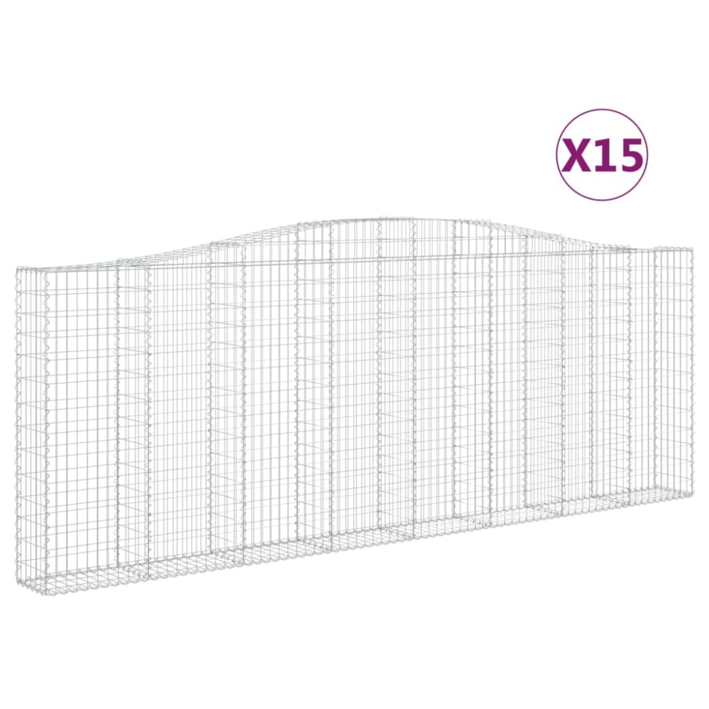 vidaXL Coșuri gabion arcuite 15 buc. 400x30x140/160 cm fier galvanizat