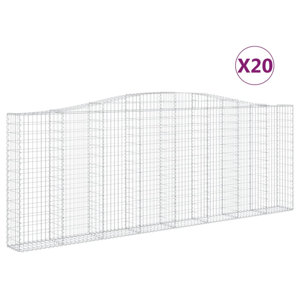 vidaXL Coșuri gabion arcuite 20 buc. 400x30x140/160 cm fier galvanizat
