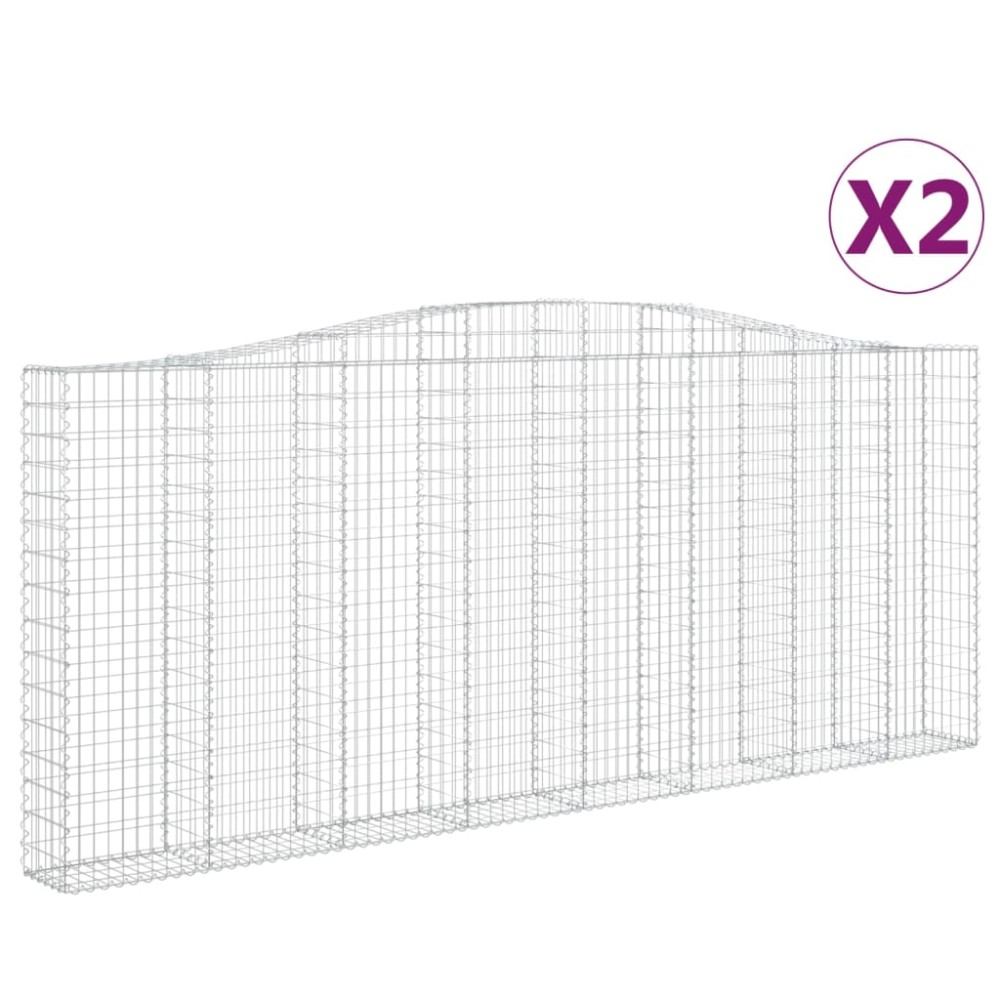 vidaXL Coșuri gabion arcuite 2 buc. 400x30x160/180 cm fier galvanizat