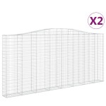 vidaXL Coșuri gabion arcuite 2 buc, 400x30x180/200 cm, fier galvanizat