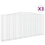 vidaXL Coșuri gabion arcuite 3 buc, 400x30x180/200 cm, fier galvanizat vidaXL Coșuri gabion arcuite 3 buc, 400x30x180/200 cm, fier galvanizat