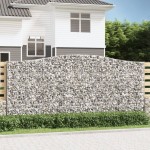 vidaXL Coșuri gabion arcuite 3 buc, 400x30x180/200 cm, fier galvanizat vidaXL Coșuri gabion arcuite 3 buc, 400x30x180/200 cm, fier galvanizat