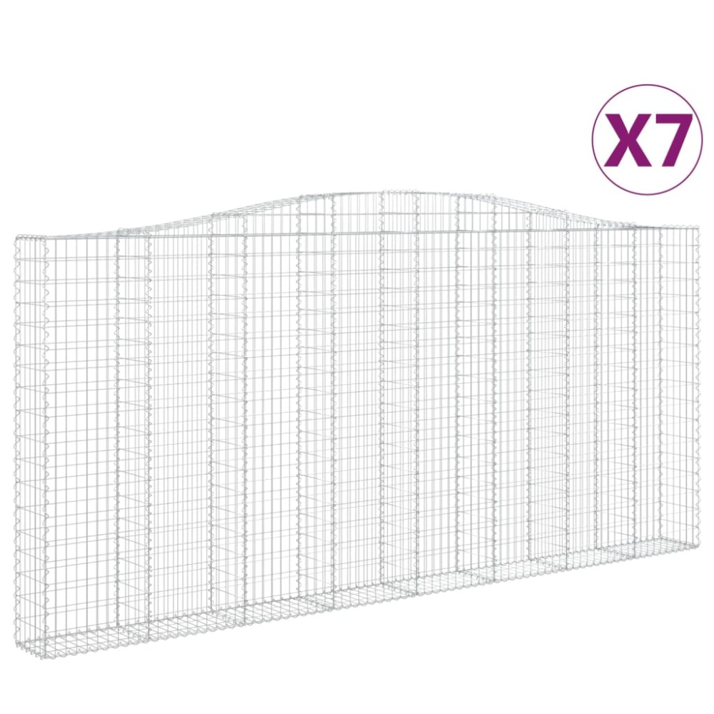 vidaXL Coșuri gabion arcuite 7 buc, 400x30x180/200 cm, fier galvanizat