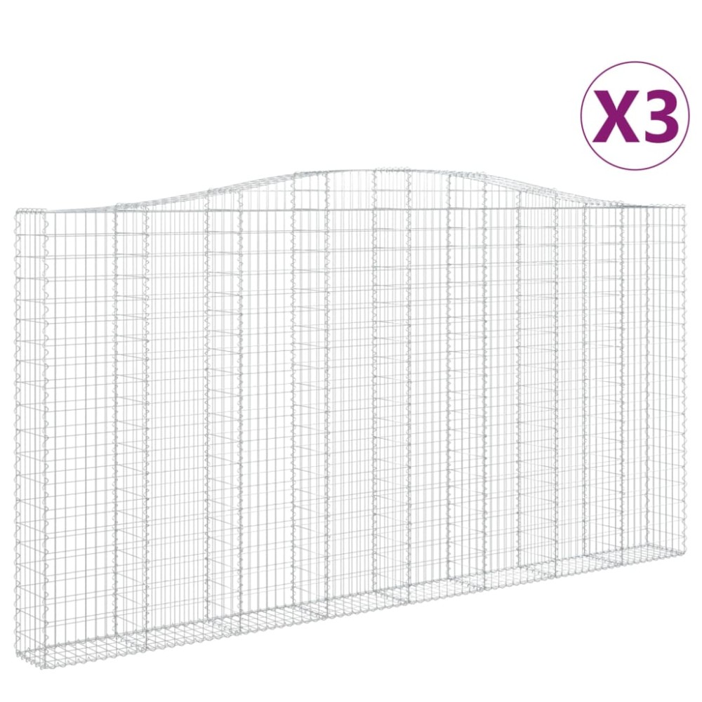 vidaXL Coșuri gabion arcuite 3 buc. 400x30x200/220 cm fier galvanizat