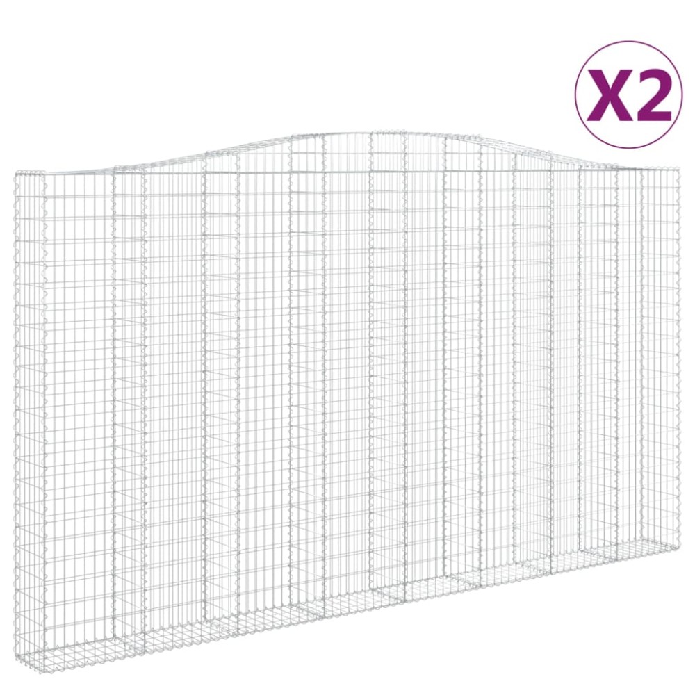 vidaXL Coșuri gabion arcuite, 2 buc, 400x30x220/240cm, fier galvanizat
