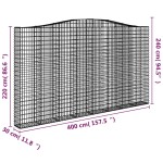 vidaXL Coșuri gabion arcuite, 2 buc, 400x30x220/240cm, fier galvanizat