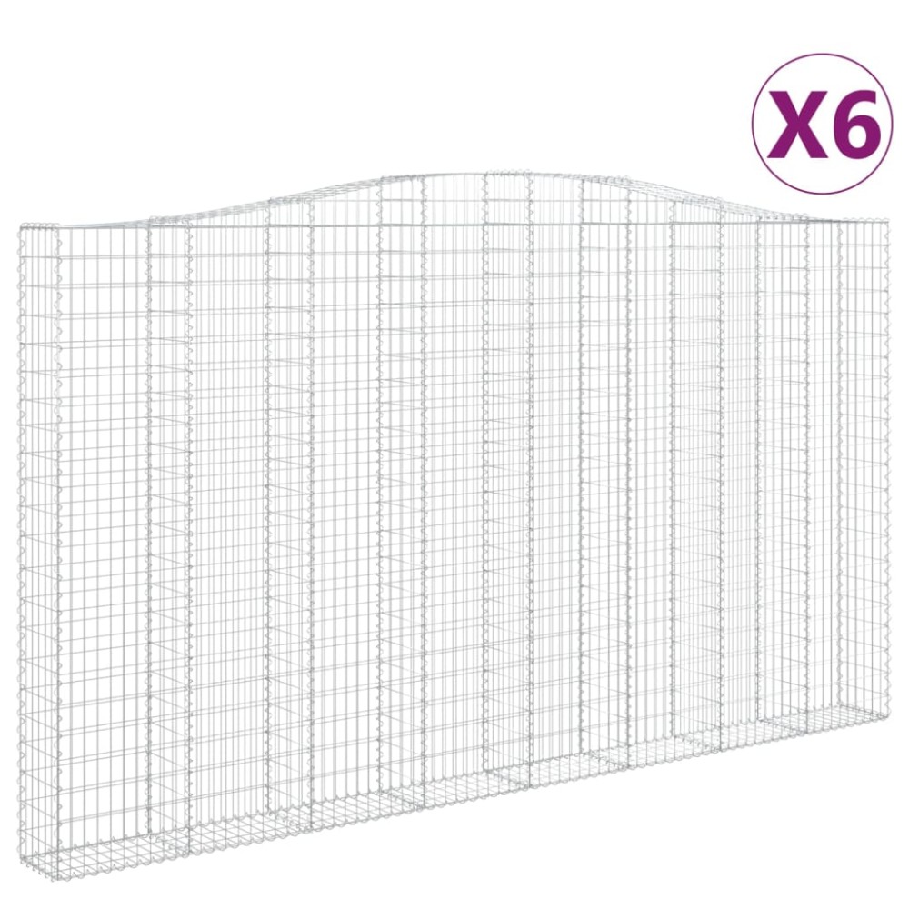 vidaXL Coșuri gabion arcuite, 6 buc, 400x30x220/240cm, fier galvanizat