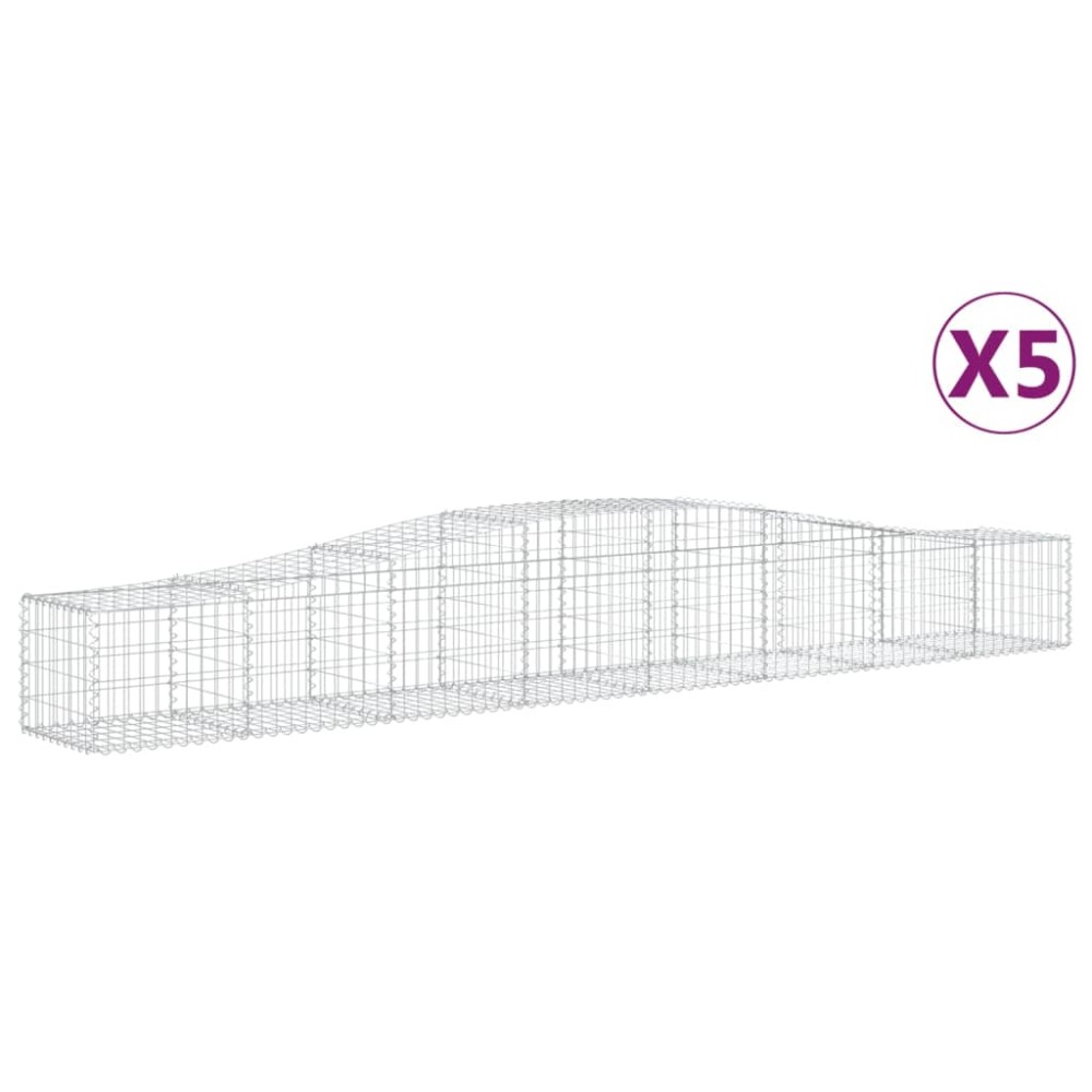 vidaXL Coșuri gabion arcuite 5 buc, 400x50x40/60 cm, fier galvanizat