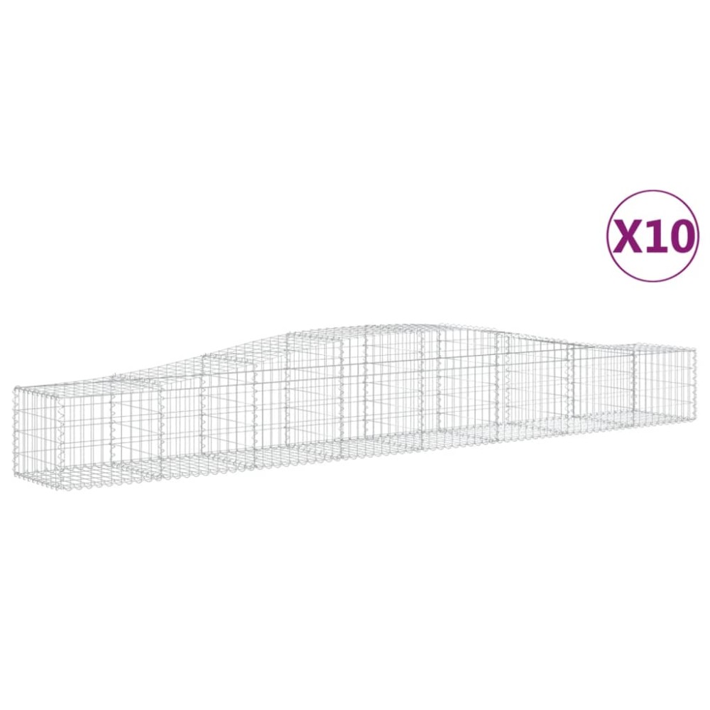vidaXL Coșuri gabion arcuite 10 buc, 400x50x40/60 cm, fier galvanizat