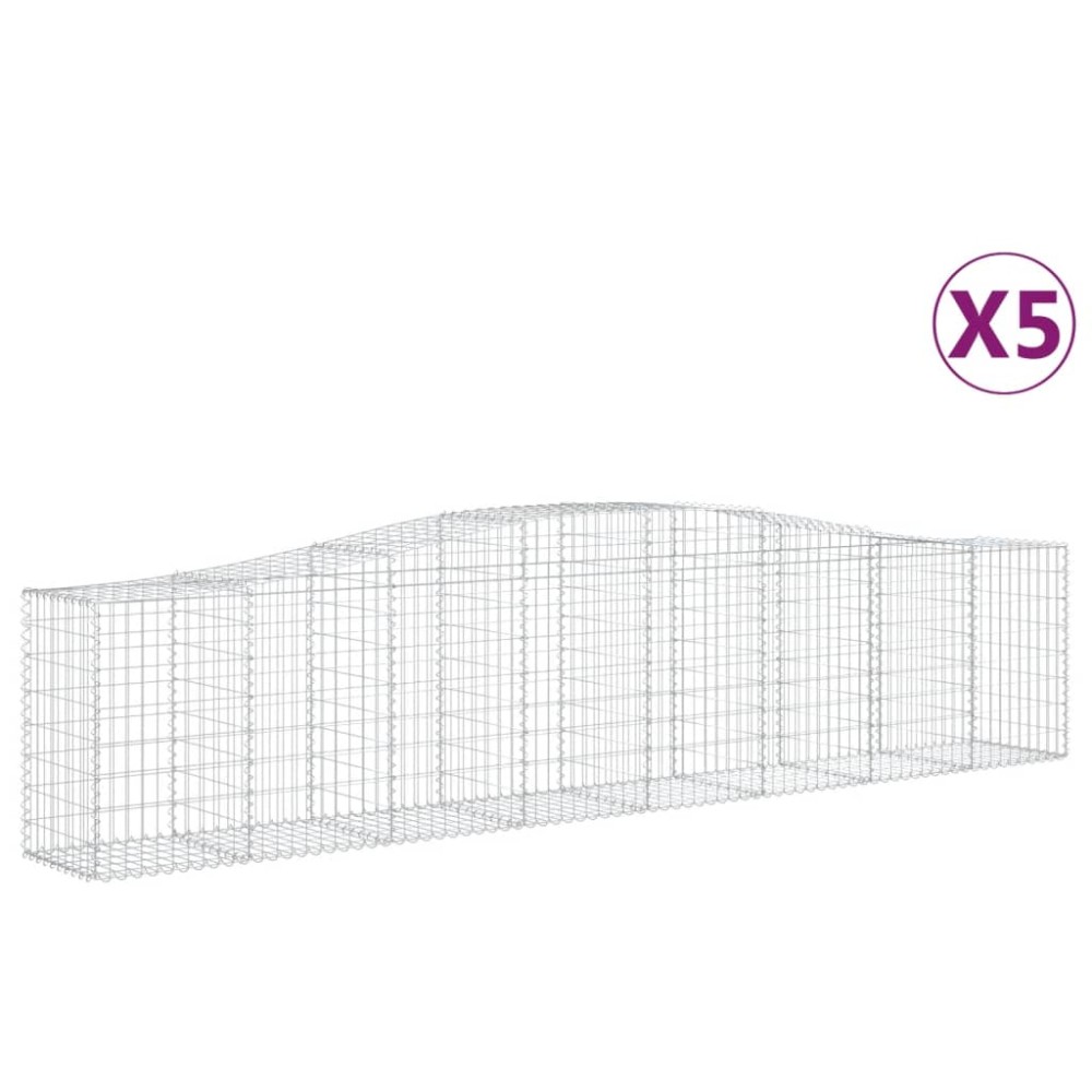 vidaXL Coșuri gabion arcuite 5 buc, 400x50x80/100 cm, fier galvanizat