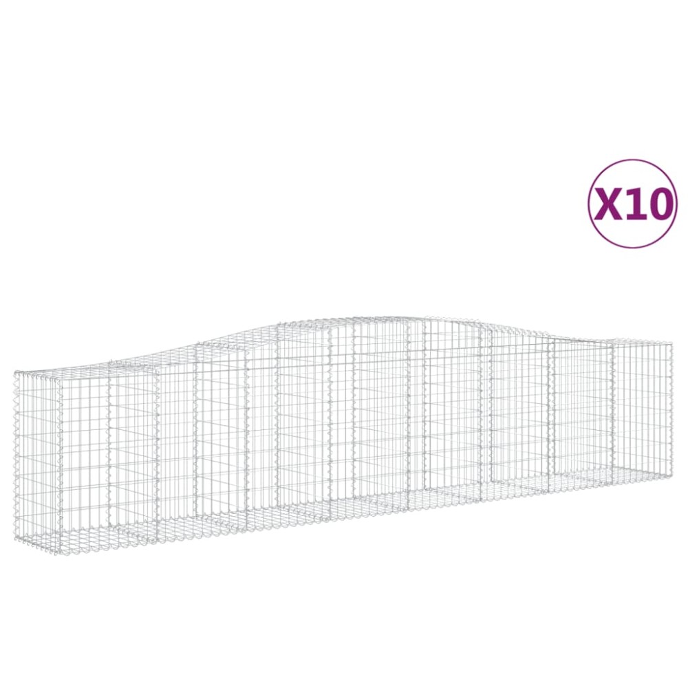 vidaXL Coșuri gabion arcuite 10 buc, 400x50x80/100 cm, fier galvanizat