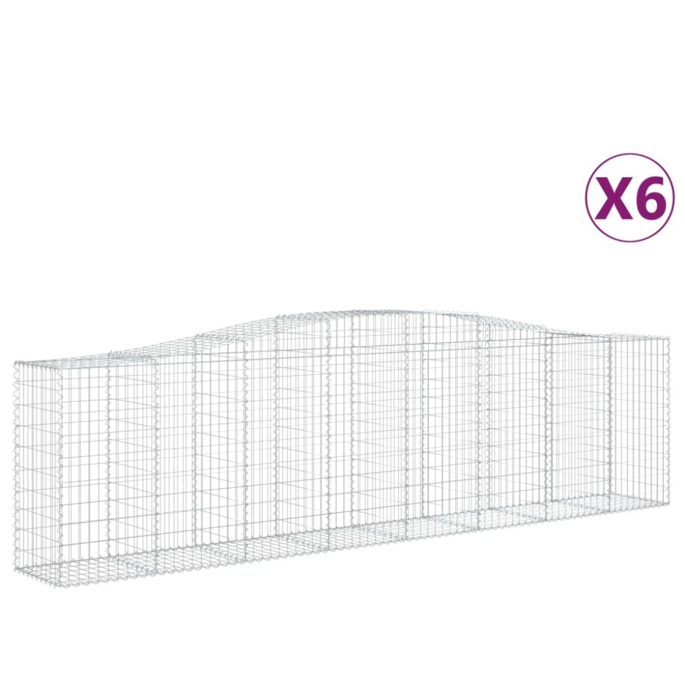 vidaXL Coșuri gabion arcuite 6 buc, 400x50x100/120 cm fier galvanizat