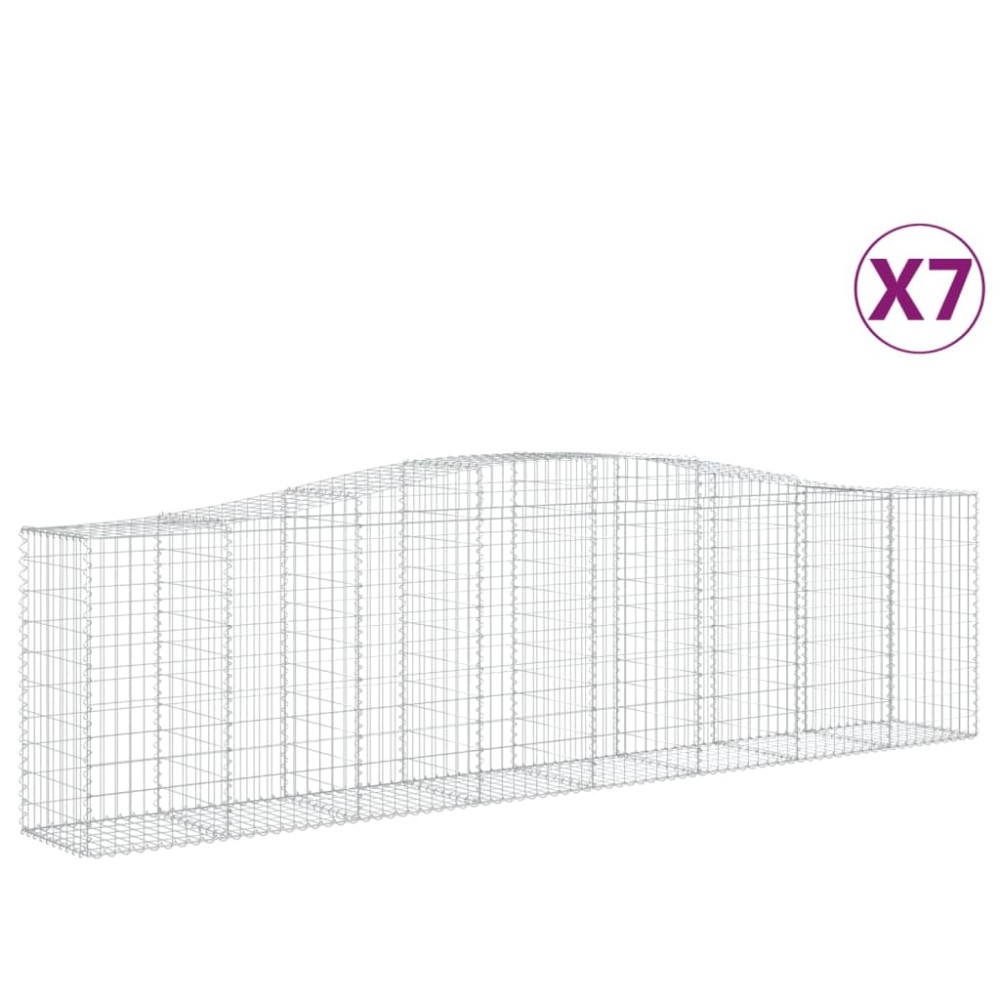 vidaXL Coșuri gabion arcuite 7 buc, 400x50x100/120 cm fier galvanizat