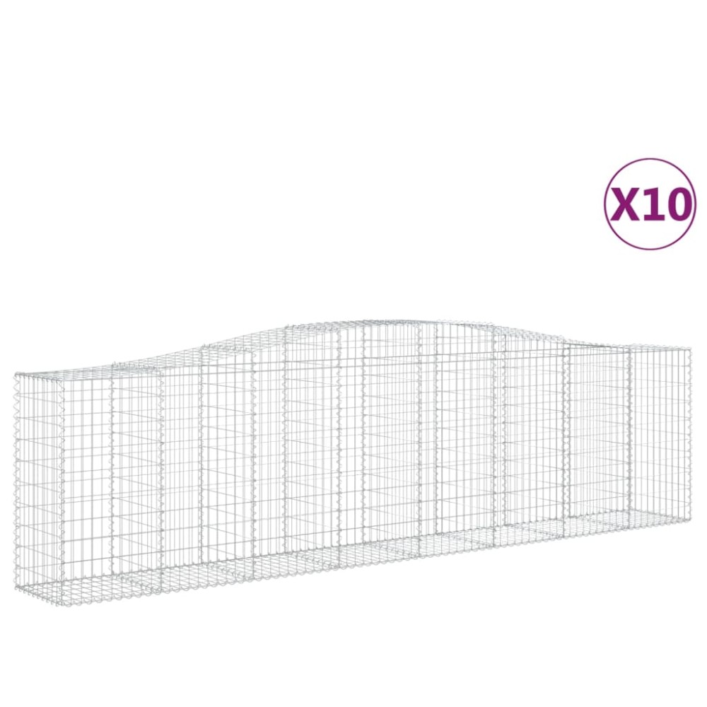 vidaXL Coșuri gabion arcuite 10 buc, 400x50x100/120 cm fier galvanizat