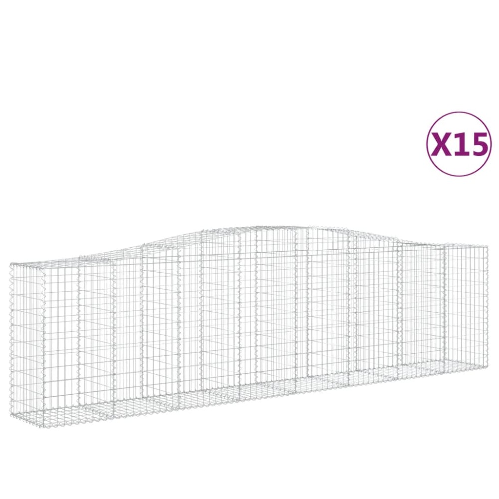 vidaXL Coșuri gabion arcuite 15 buc, 400x50x100/120 cm fier galvanizat