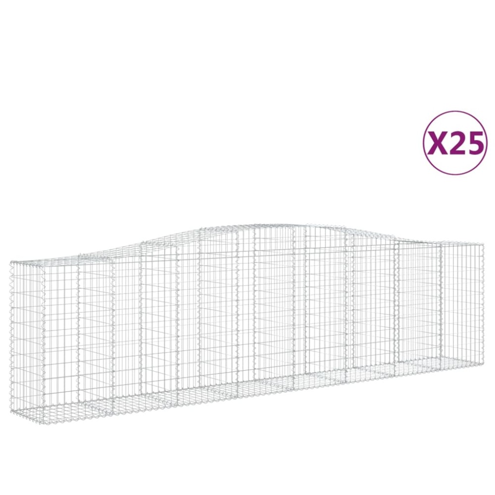 vidaXL Coșuri gabion arcuite 25 buc, 400x50x100/120 cm fier galvanizat