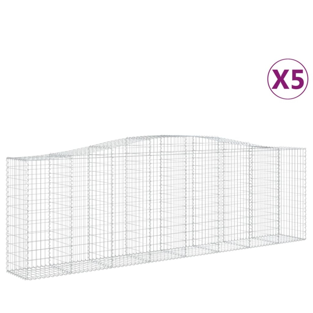 vidaXL Coșuri gabion arcuite 5 buc, 400x50x120/140 cm, fier galvanizat