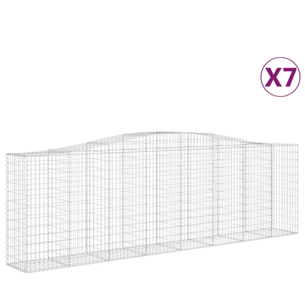 vidaXL Coșuri gabion arcuite 7 buc, 400x50x120/140 cm, fier galvanizat