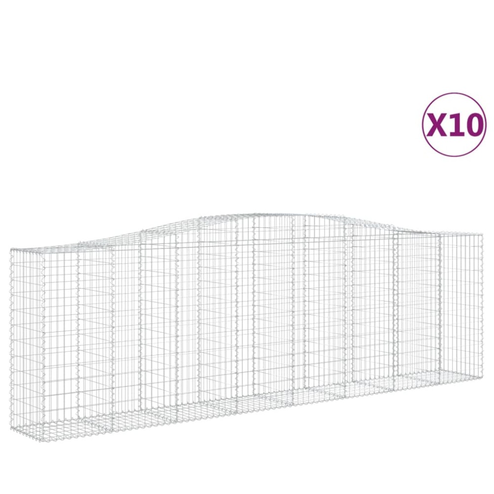 vidaXL Coșuri gabion arcuite 10 buc, 400x50x120/140cm, fier galvanizat
