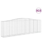 vidaXL Coșuri gabion arcuite 15 buc, 400x50x120/140cm, fier galvanizat