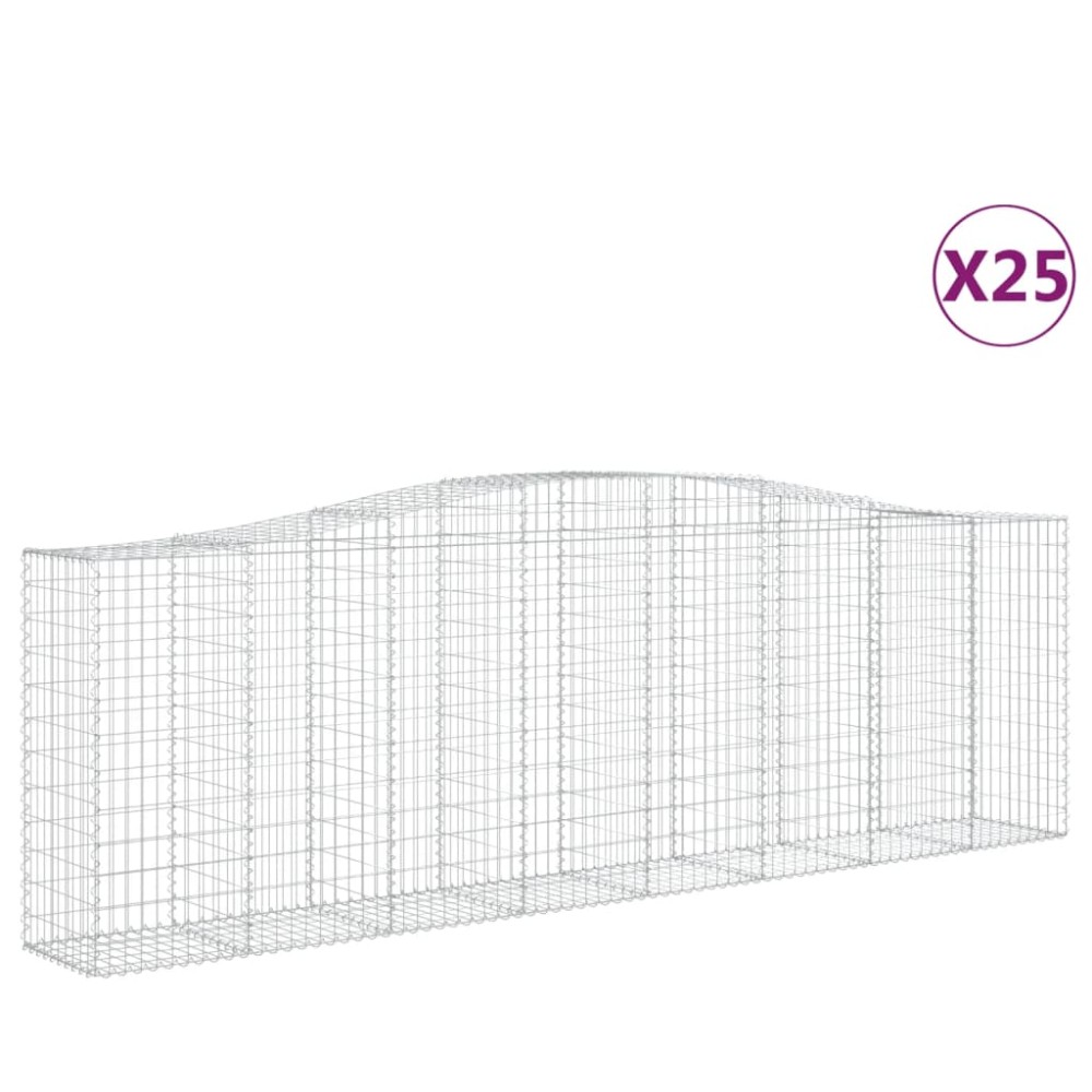 vidaXL Coșuri gabion arcuite 25 buc, 400x50x120/140cm, fier galvanizat