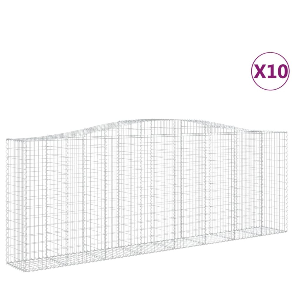 vidaXL Coșuri gabion arcuite 10 buc, 400x50x140/160cm, fier galvanizat
