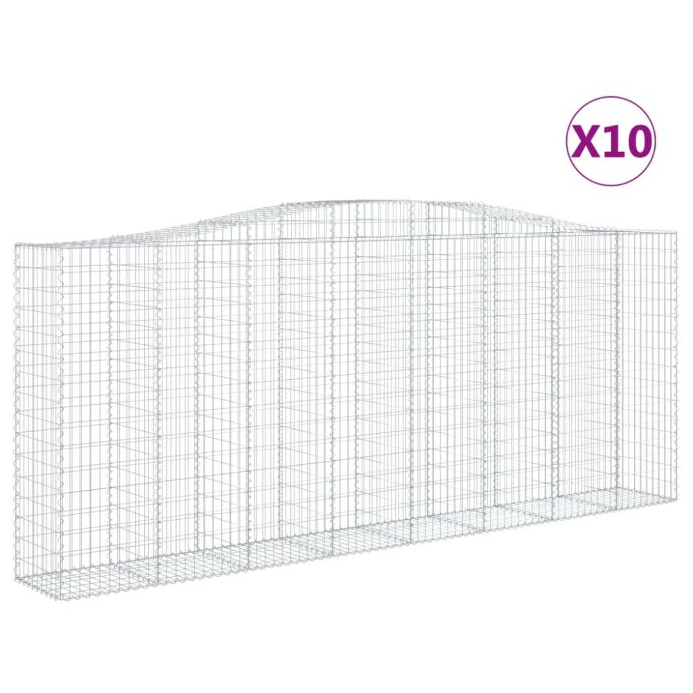 vidaXL Coș gabion arcuit, 10 buc, 400x50x160/180 cm, fier galvanizat
