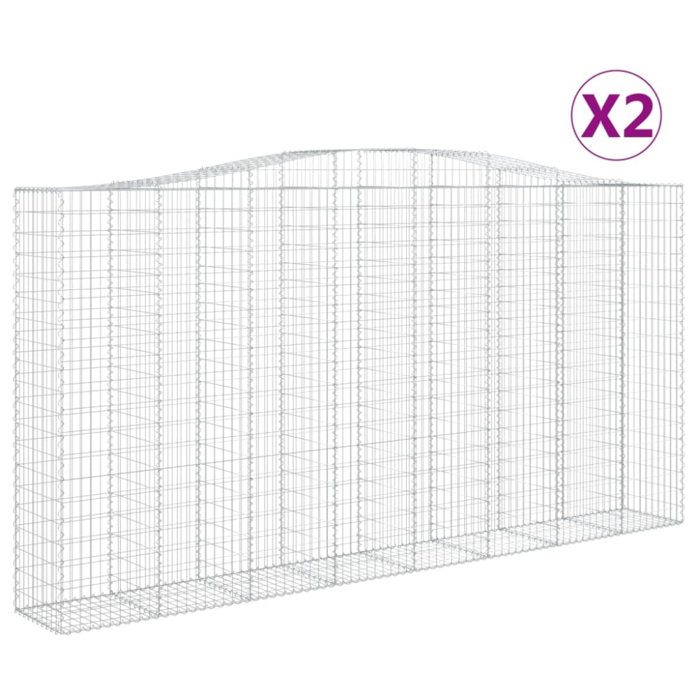 vidaXL Coșuri gabion arcuite, 2 buc 400x50x200/220 cm, fier galvanizat