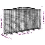 vidaXL Coșuri gabion arcuite, 2 buc 400x50x200/220 cm, fier galvanizat vidaXL Coșuri gabion arcuite, 2 buc 400x50x200/220 cm, fier galvanizat