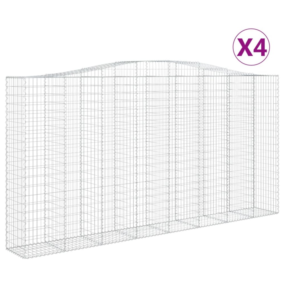 vidaXL Coșuri gabion arcuite, 4 buc 400x50x200/220 cm, fier galvanizat