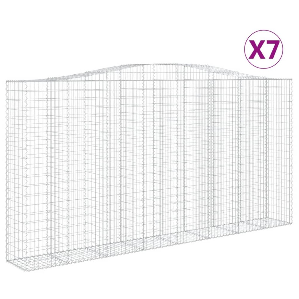 vidaXL Coșuri gabion arcuite, 7 buc 400x50x200/220 cm, fier galvanizat