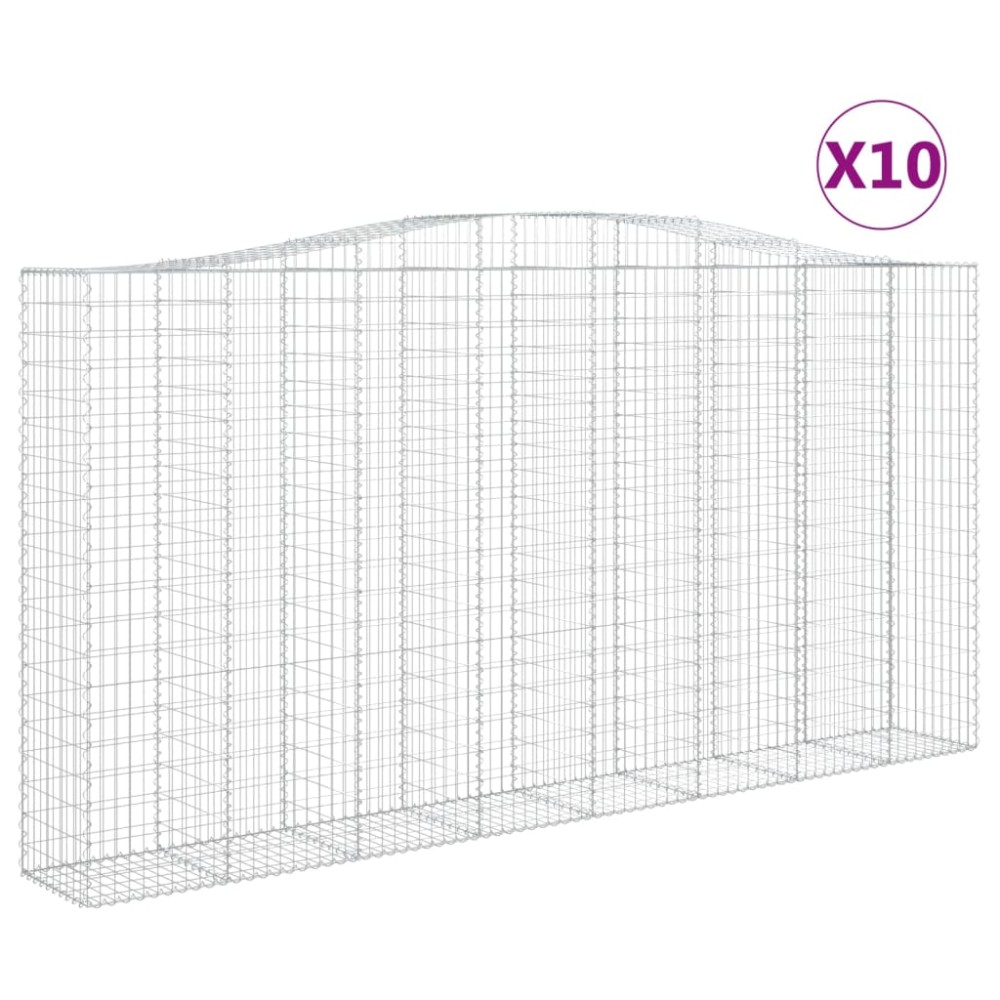 vidaXL Coșuri gabion arcuite, 10 buc 400x50x200/220cm, fier galvanizat