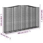 vidaXL Coșuri gabion arcuite, 2 buc, 400x50x220/240cm, fier galvanizat