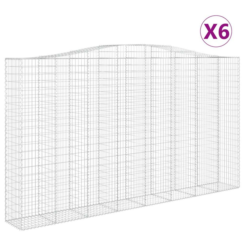 vidaXL Coșuri gabion arcuite, 6 buc, 400x50x220/240cm, fier galvanizat