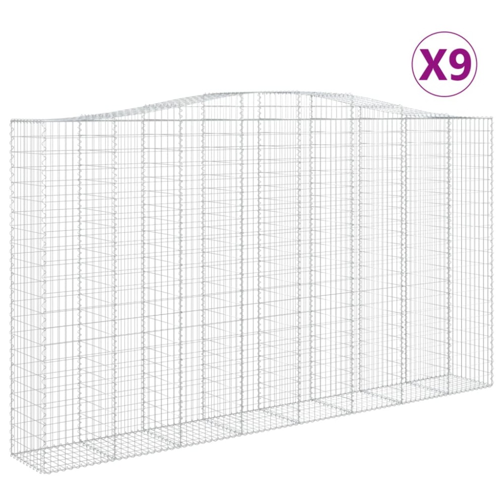 vidaXL Coșuri gabion arcuite, 9 buc, 400x50x220/240cm, fier galvanizat