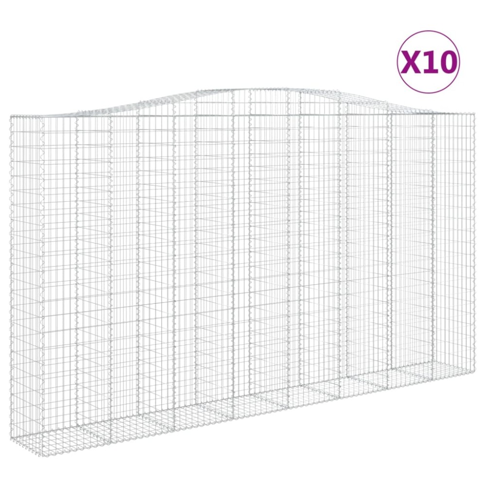 vidaXL Coșuri gabion arcuite, 10 buc 400x50x220/240cm, fier galvanizat