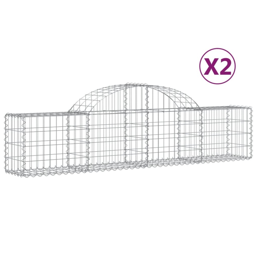 vidaXL Coșuri gabion arcuite 2 buc, 200x30x40/60 cm, fier galvanizat