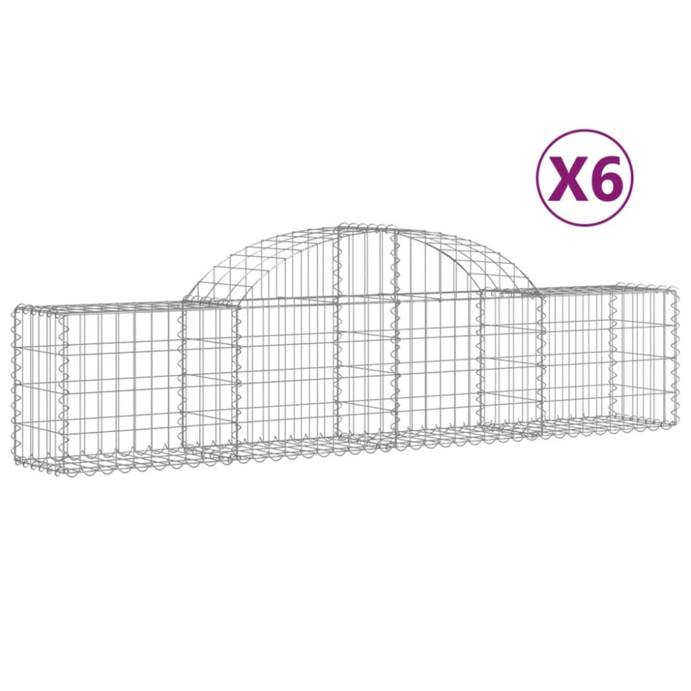 vidaXL Coșuri gabion arcuite 6 buc, 200x30x40/60 cm, fier galvanizat