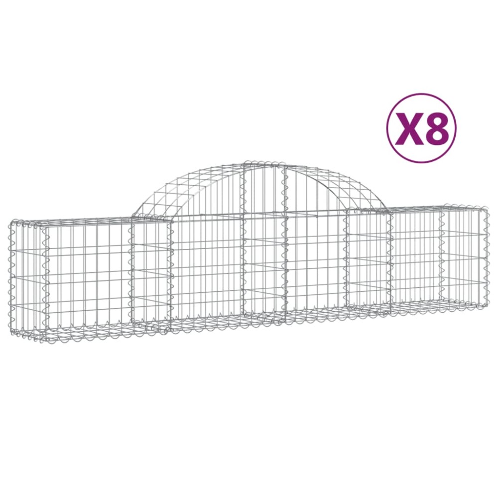 vidaXL Coșuri gabion arcuite 8 buc, 200x30x40/60 cm, fier galvanizat