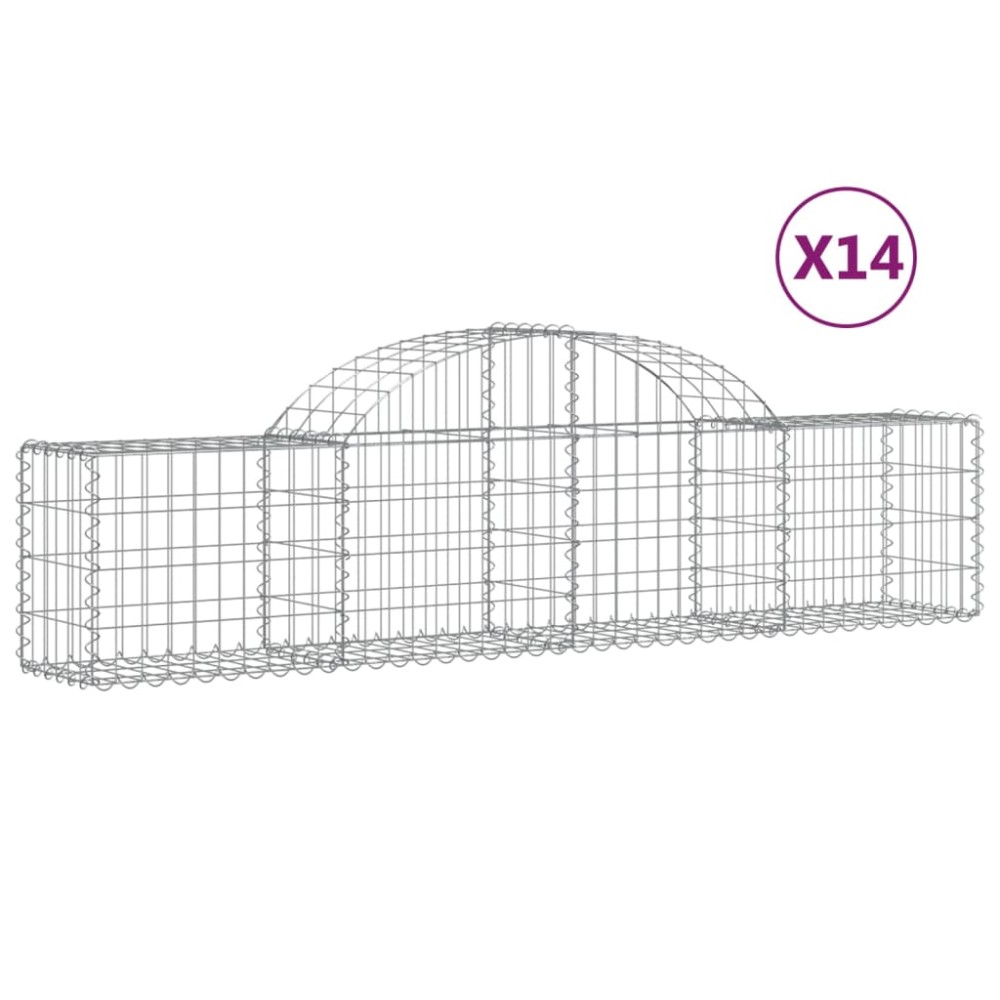 vidaXL Coșuri gabion arcuite 14 buc, 200x30x40/60 cm, fier galvanizat