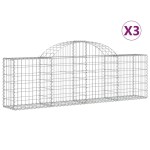 vidaXL Coșuri gabion arcuite 3 buc, 200x30x60/80 cm, fier galvanizat