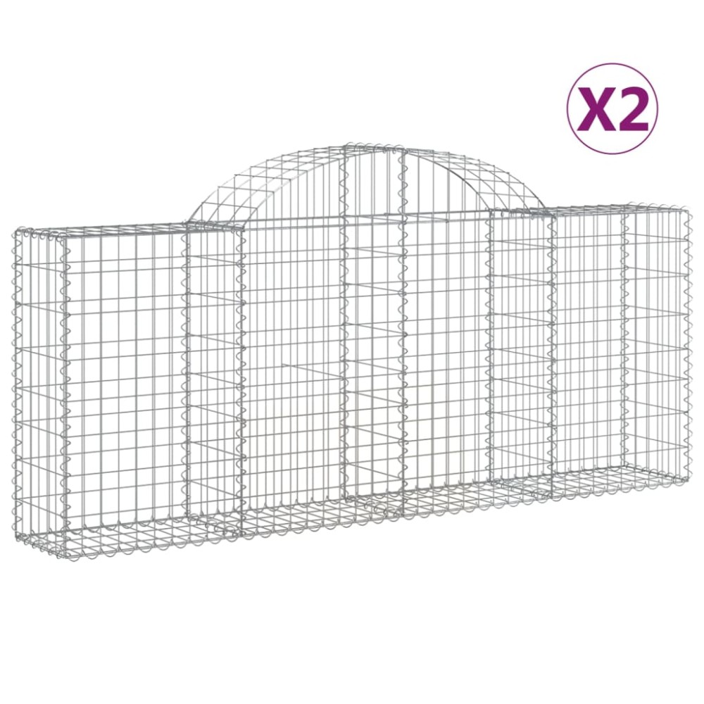 vidaXL Coșuri gabion arcuite 2 buc, 200x30x80/100cm, fier galvanizat