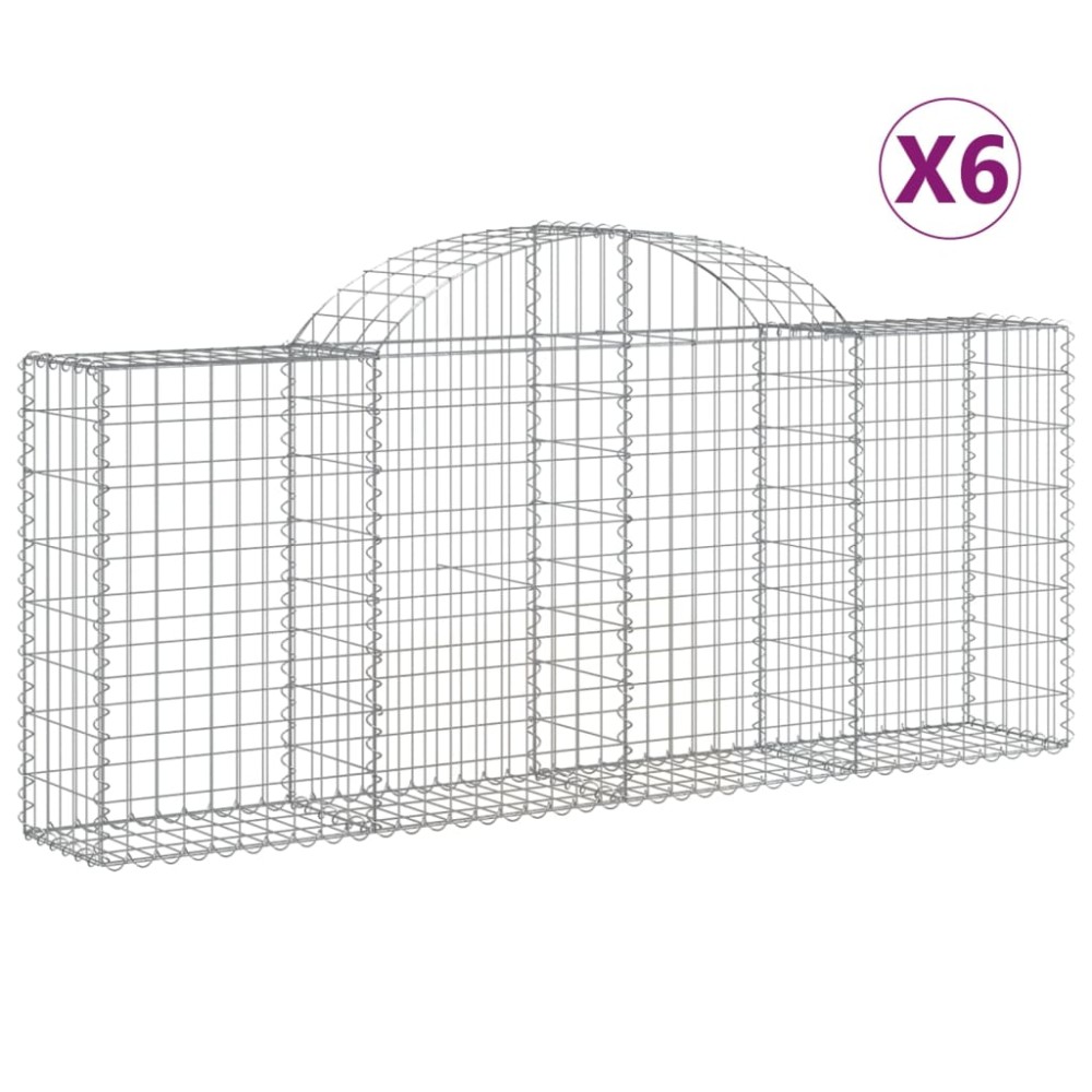 vidaXL Coșuri gabion arcuite 6 buc, 200x30x80/100cm, fier galvanizat