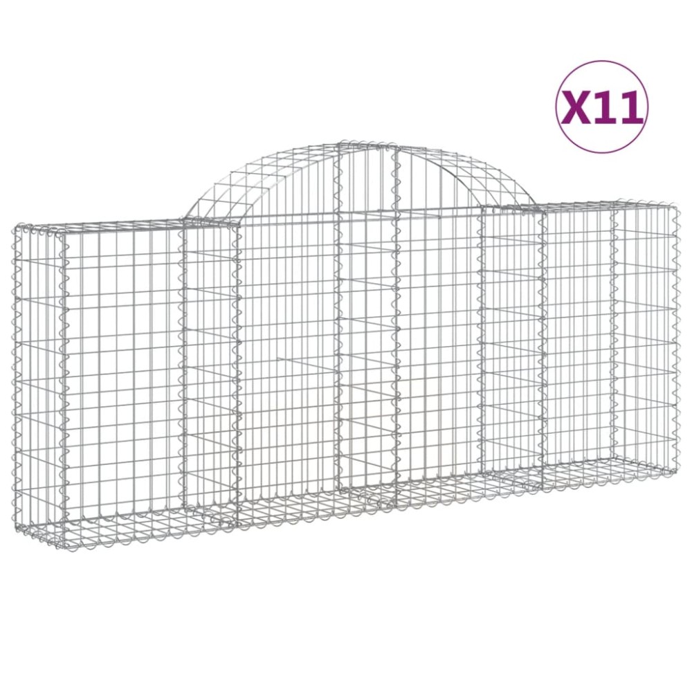 vidaXL Coșuri gabion arcuite 11 buc, 200x30x80/100cm, fier galvanizat