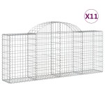 vidaXL Coșuri gabion arcuite 11 buc, 200x30x80/100cm, fier galvanizat