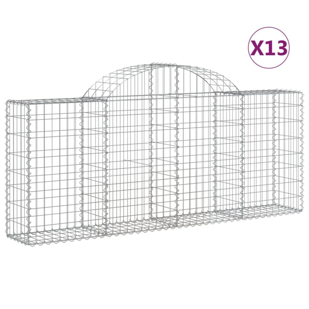 vidaXL Coșuri gabion arcuite 13 buc, 200x30x80/100cm, fier galvanizat