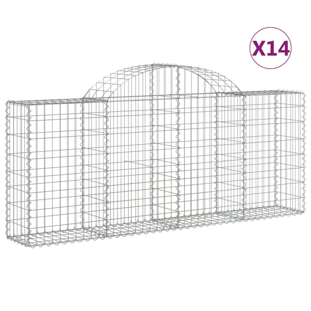 vidaXL Coșuri gabion arcuite 14 buc, 200x30x80/100cm, fier galvanizat
