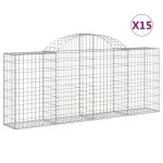 vidaXL Coșuri gabion arcuite 15 buc, 200x30x80/100cm, fier galvanizat