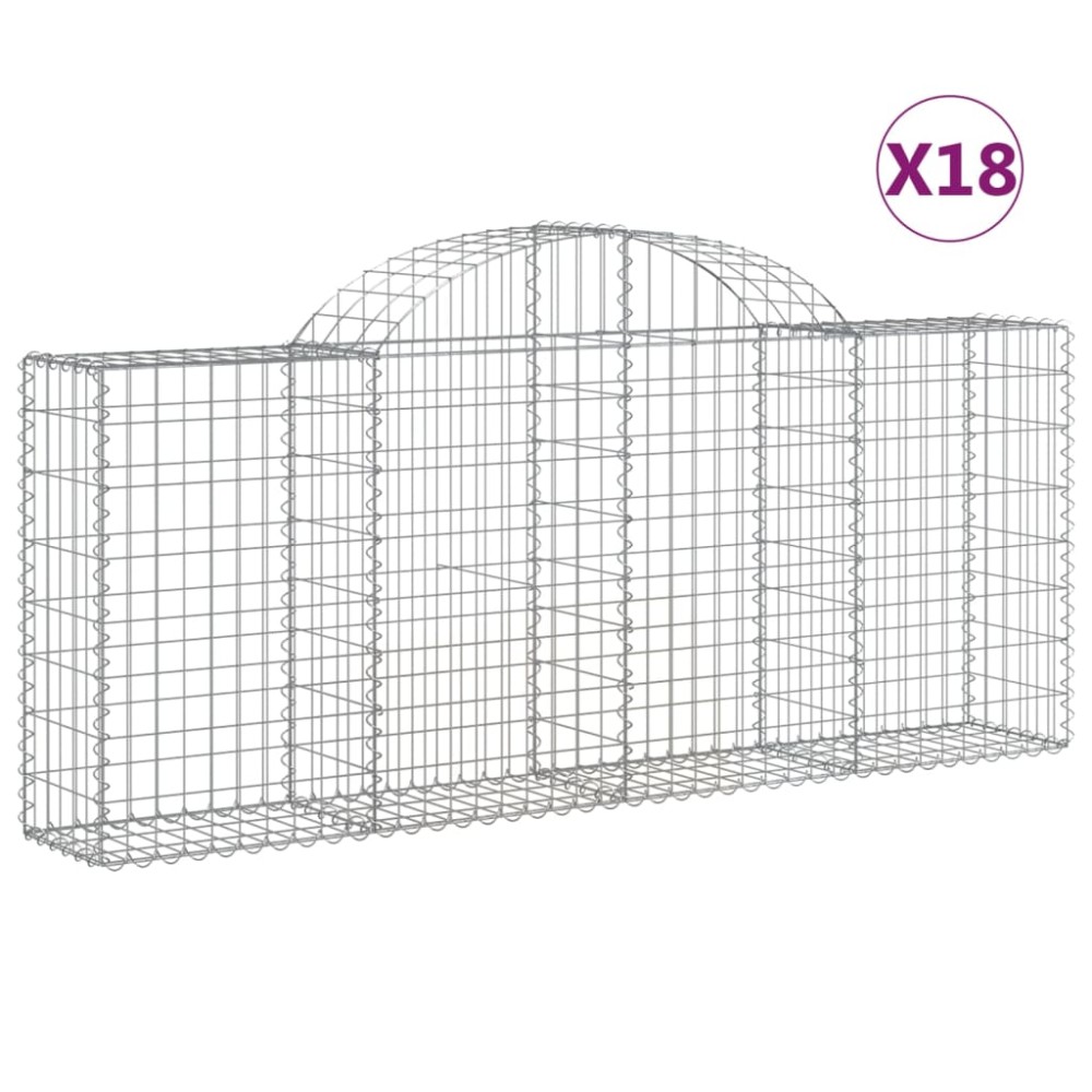 vidaXL Coșuri gabion arcuite 18 buc, 200x30x80/100cm, fier galvanizat